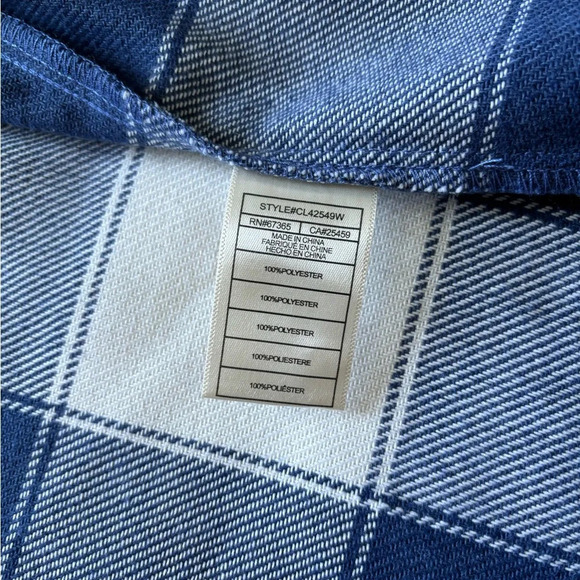 BB Dakota Steve Madden Blue White Plaid Flannel Shacket Buffalo Check - Picture 5 of 9